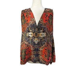 Free People Multicolor Darcy Boho V-neck Top Women's Blouse Size Medium | 68-43